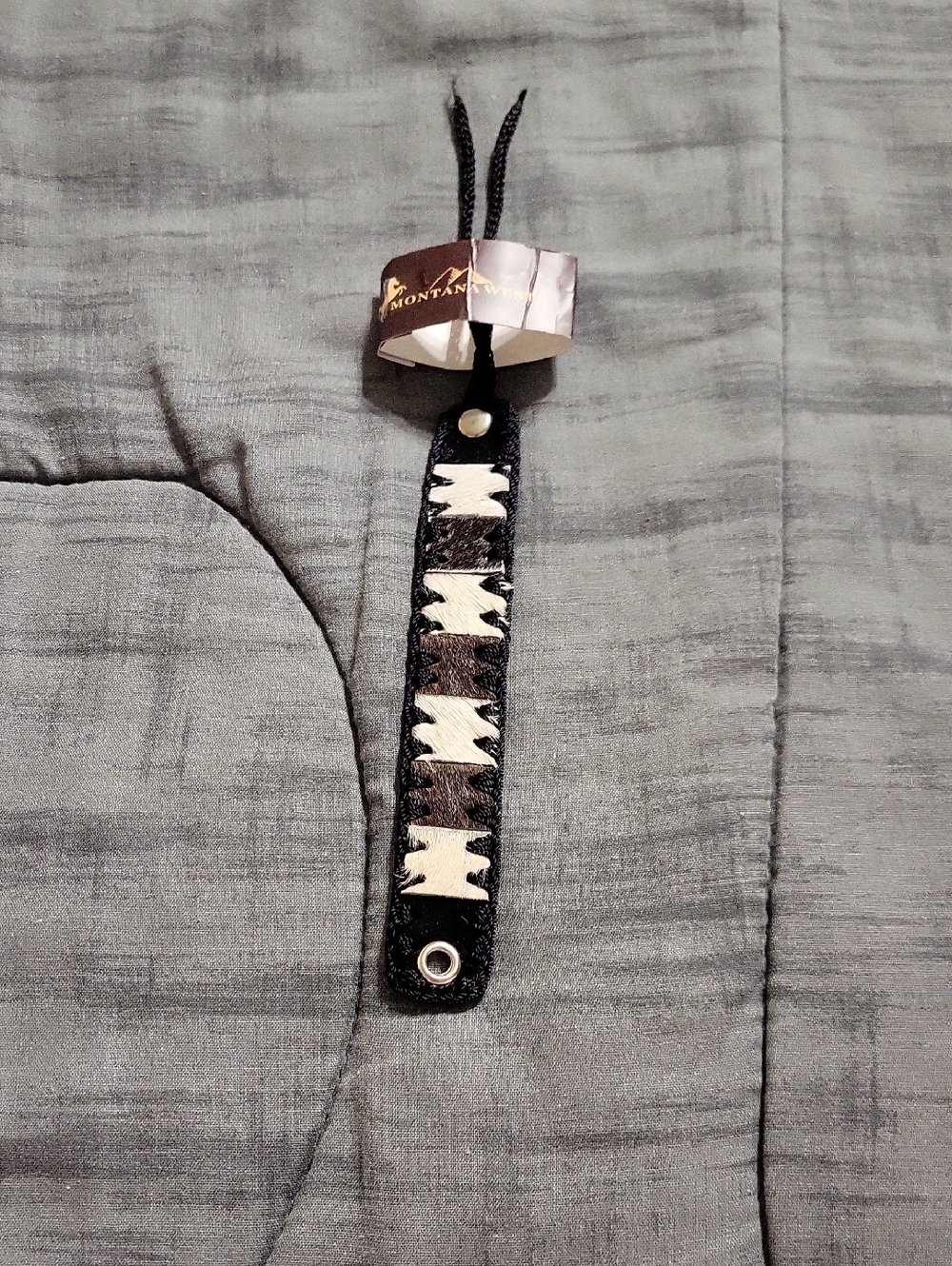 Montana WEST Black & White Leather Strap Braclet